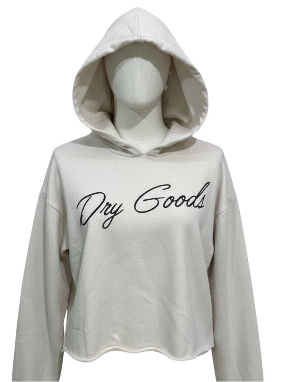 Originality XS Crop Hoodie - light beige cotton designer pullover sweatshirt